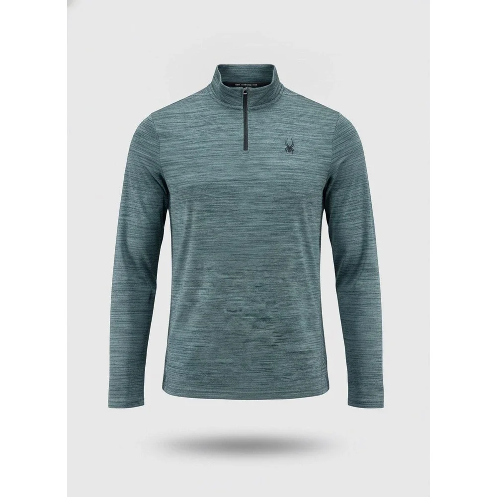 Spyder Active Mens Medium Green Heathered Quarter Zip Pullover SPM834 ProWeb